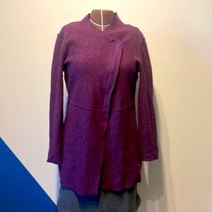 Eileen Fisher asymmetrical zipper boiled wool cardigan